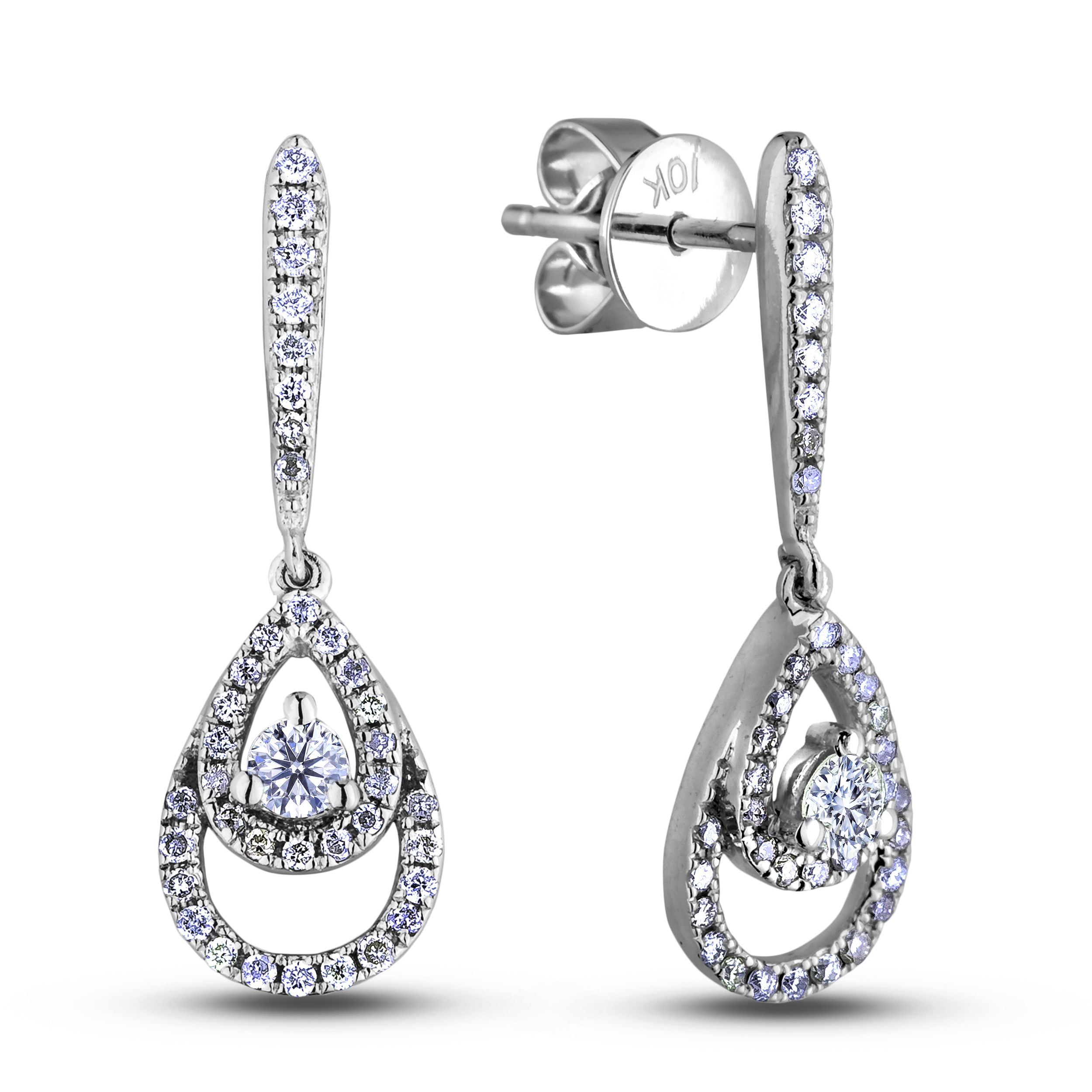 Diamond Dangle Earrings - SGE355 - Anaya Fine Jewellery Collection