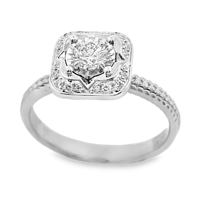Diamond Engagement Halo Rings JSL-AFCR3687 (Rings)