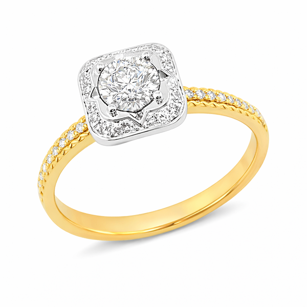 Diamond Engagement Halo Rings JSL-AFCR3687 (Rings)